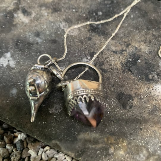 Amethyst And Crow Skull Locket Talisman-Buy 2 Free Shipping