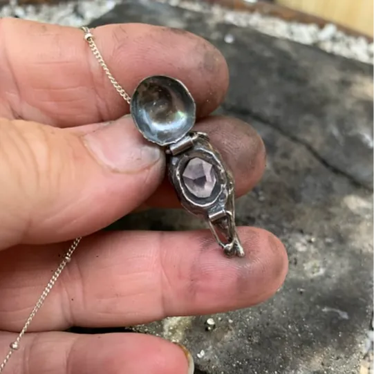 Amethyst And Crow Skull Locket Talisman-Buy 2 Free Shipping