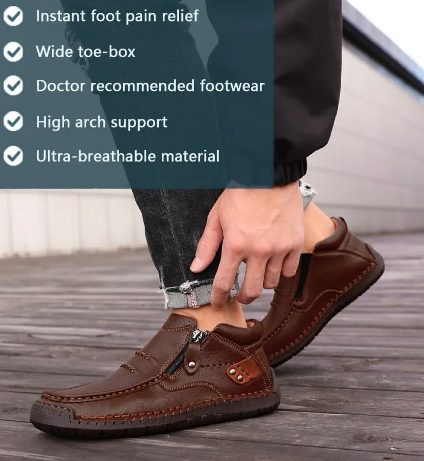 ⏰Last Day! 50% OFF 🔥Men's Handcrafted Genuine Leather Boots with Arch Support & Wide Toe Box