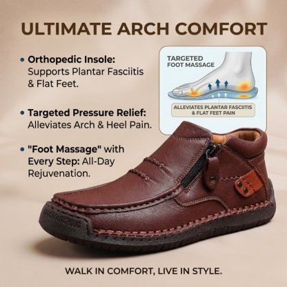 🔥The most popular loafers in 2026 👞Men's Premium Handmade Leather Orthopedic Boots | Arch Support & Wide Toe Box for All-Day Comfort