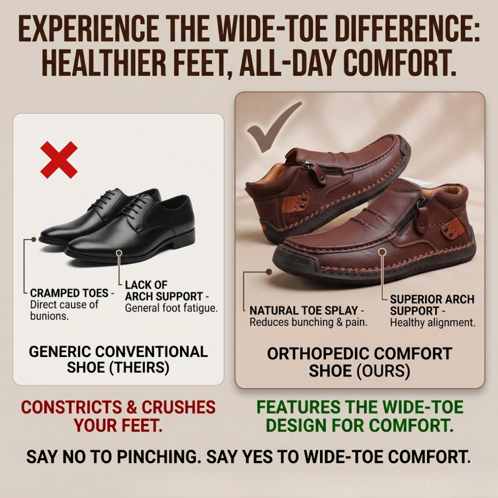 🔥The most popular loafers in 2026 👞Men's Premium Handmade Leather Orthopedic Boots | Arch Support & Wide Toe Box for All-Day Comfort