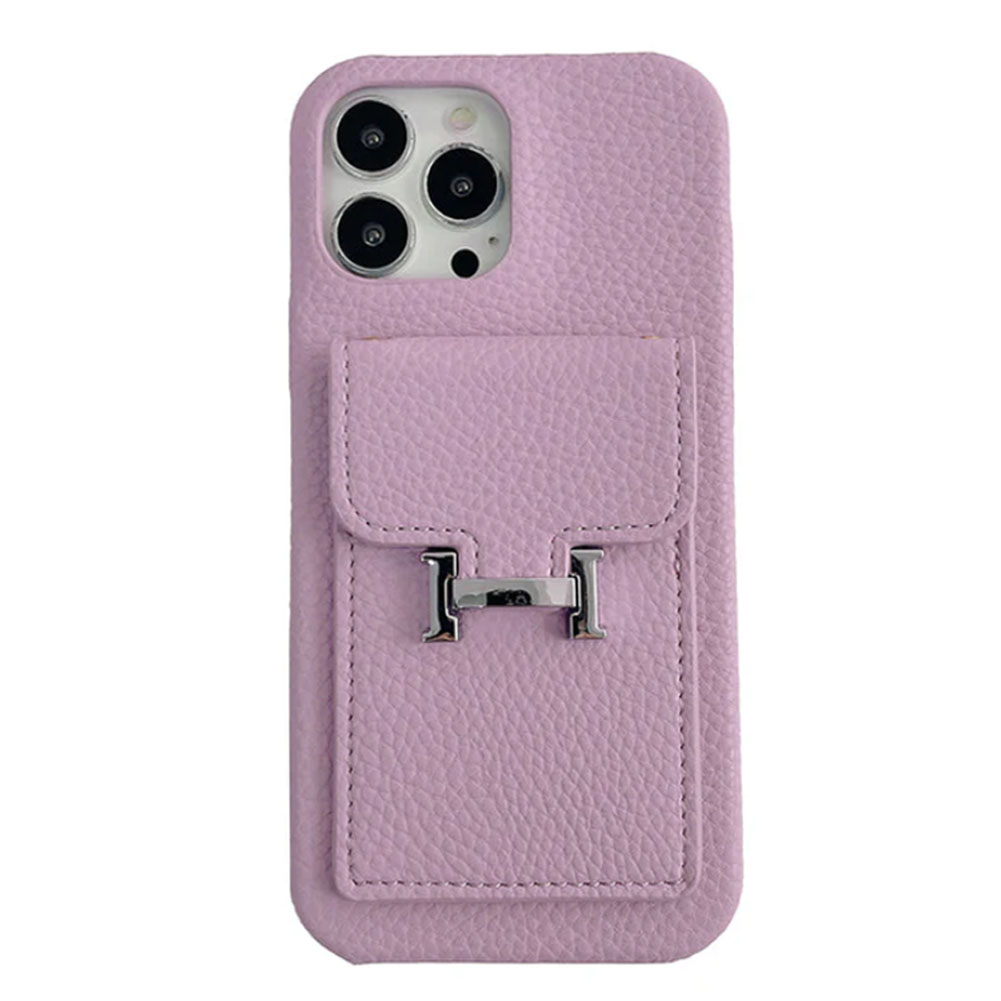 Leather iPhone Wallet Case-Litchi Pattern