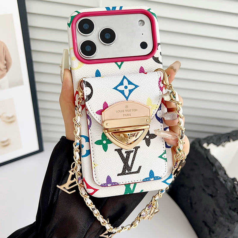 Louis Vuitton Leather iPhone Wallet Case With Letter Metal Bracelet