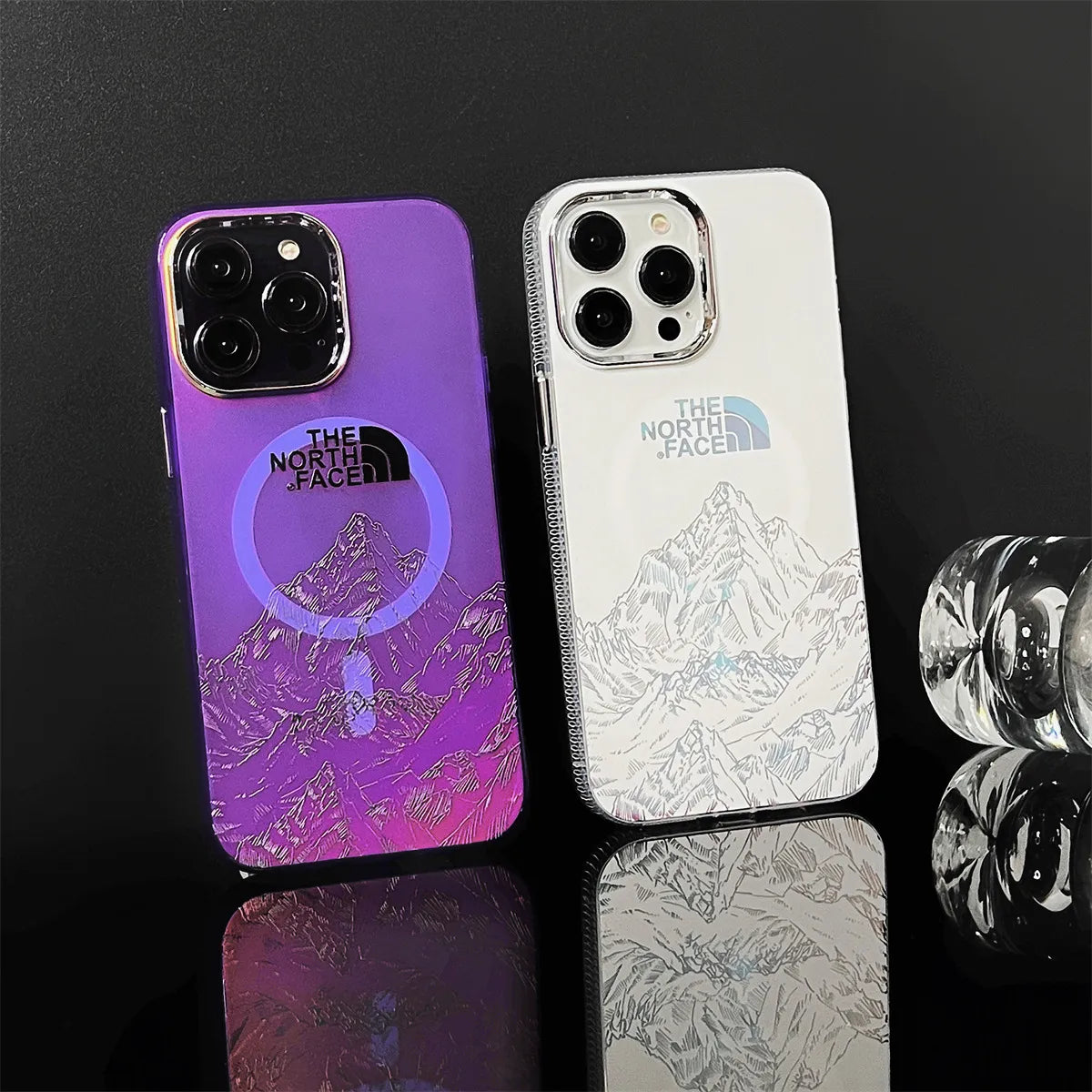 Snow Mountain Laser NF iphone case supports magsafe