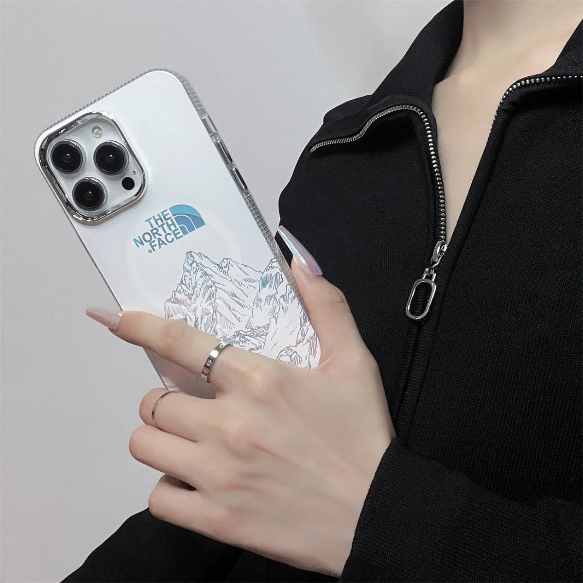 Snow Mountain Laser NF iphone case supports magsafe