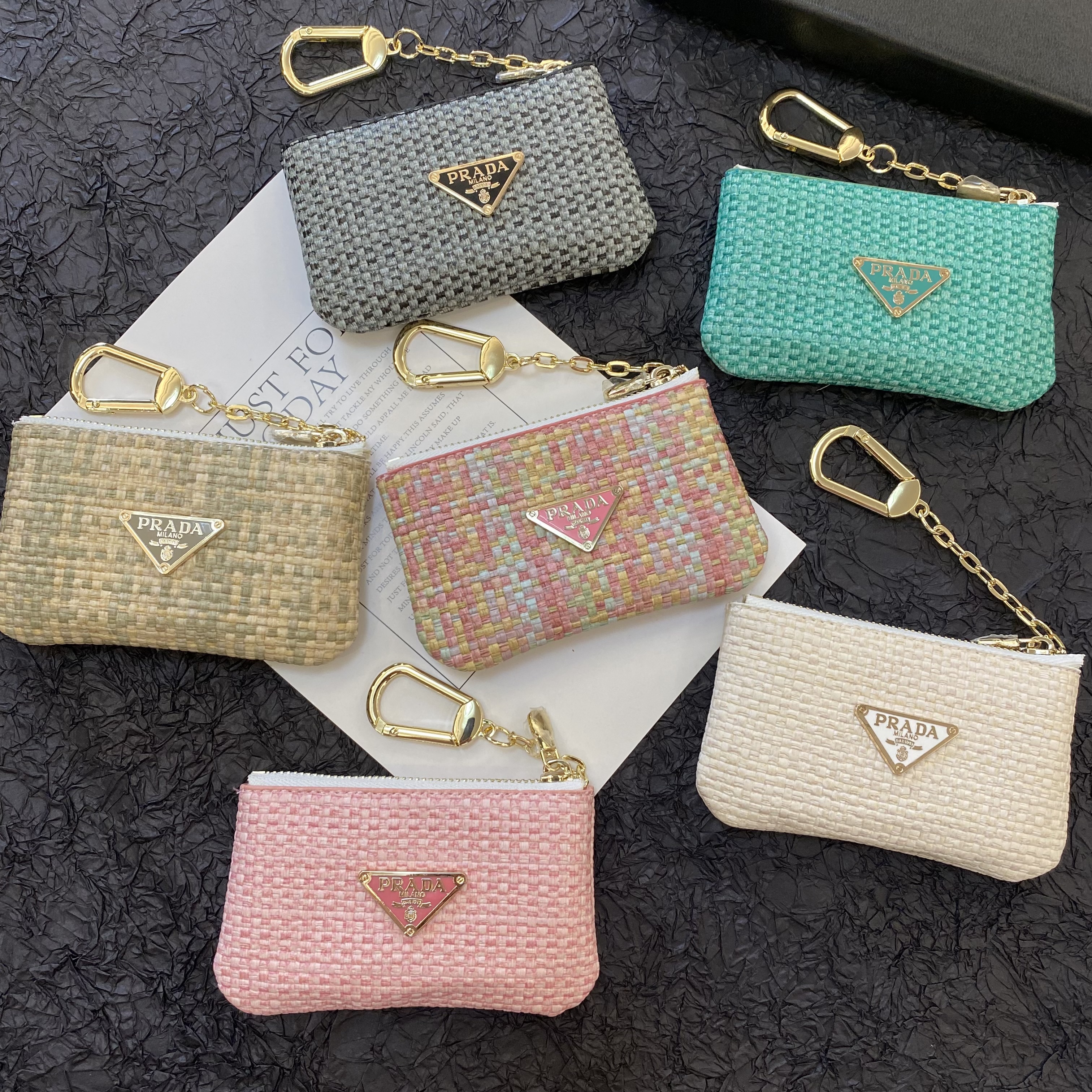 Fashion Braided Coin Purse with Zipper & Keychain