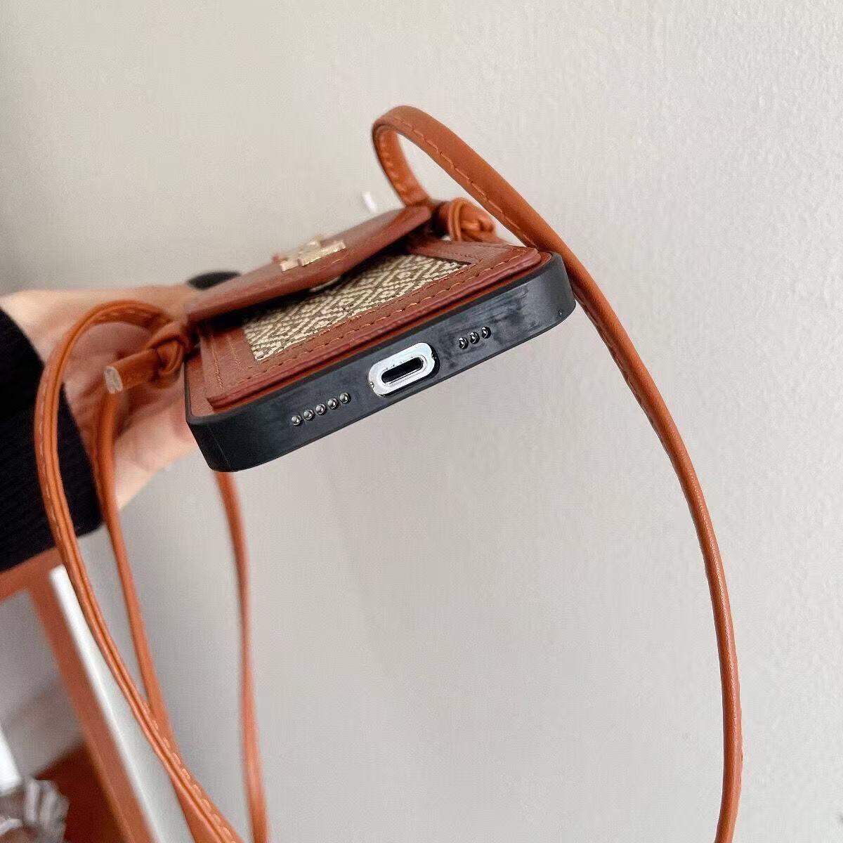 Leather iPhone Wallet Case With Crossbody Strap