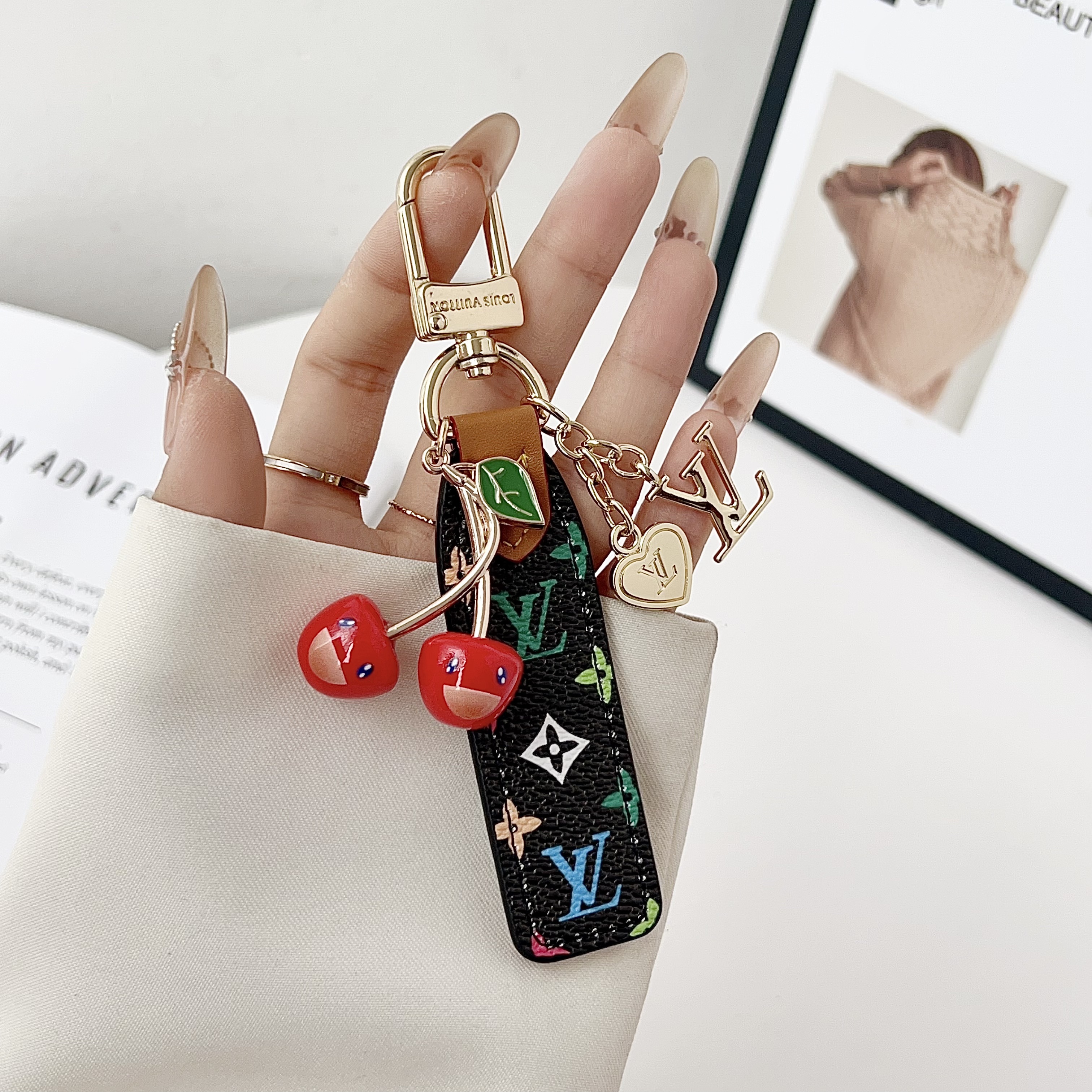 Louis Vuitton Luxury Cherry Pendant Keychain