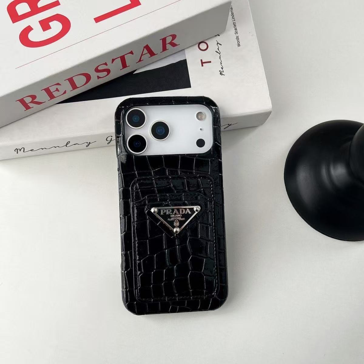 Prada  Crocodile pattern Leather iPhone Wallet Case