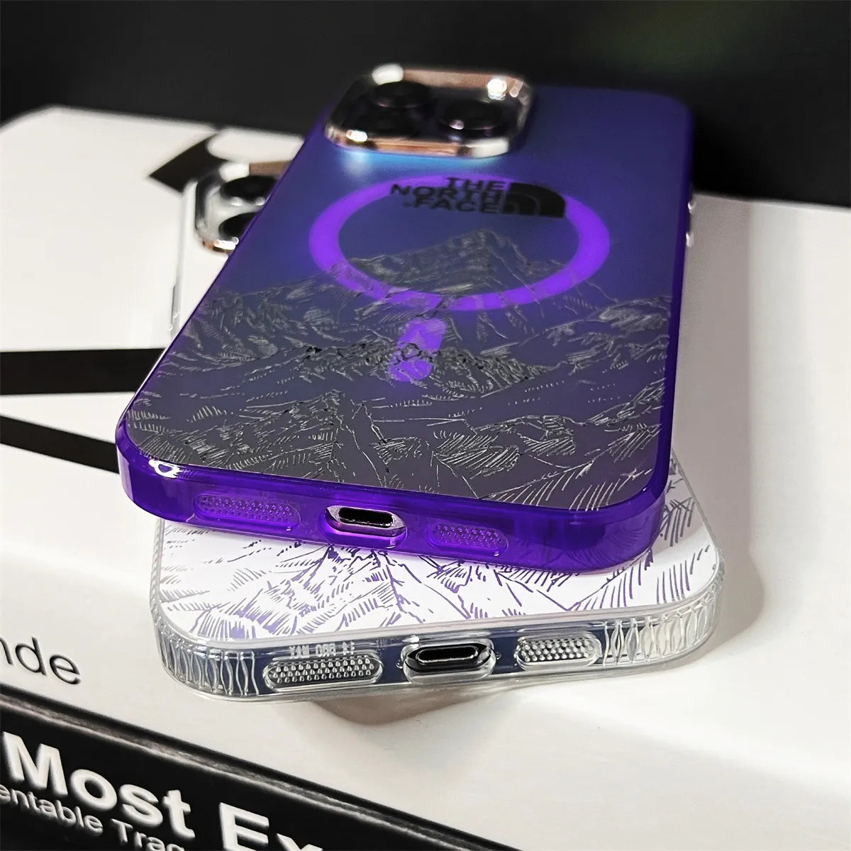 Snow Mountain Laser NF iphone case supports magsafe
