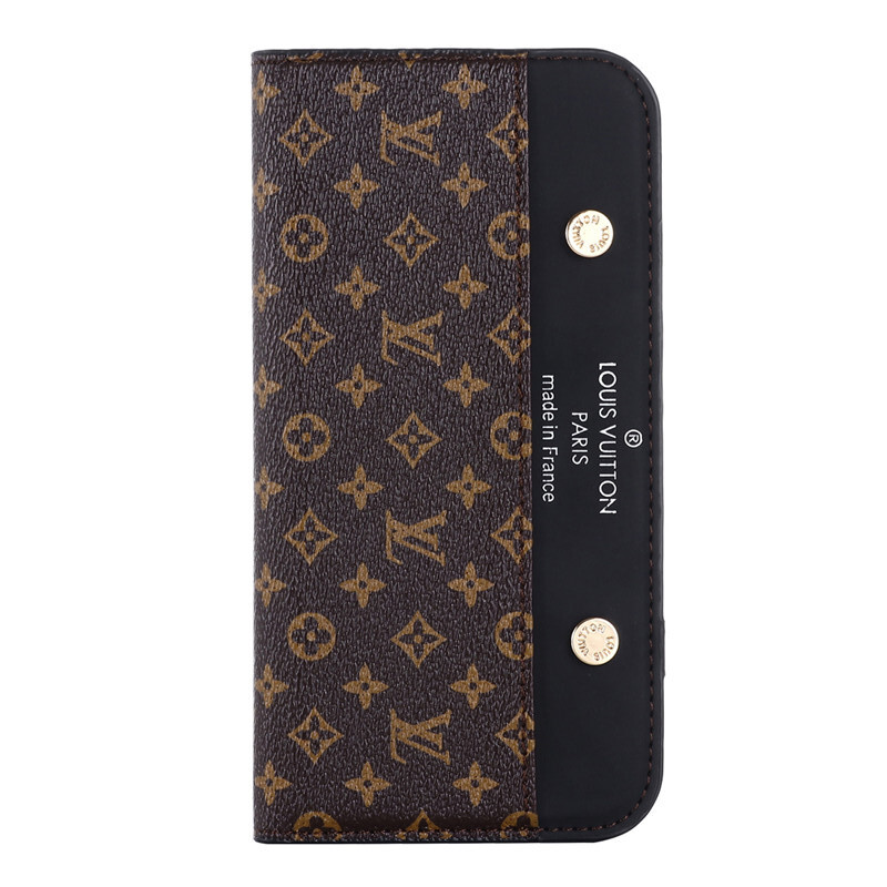 Louis Vuitton Monogram Leather iPhone Wallet Case Magnetic Flip Cover