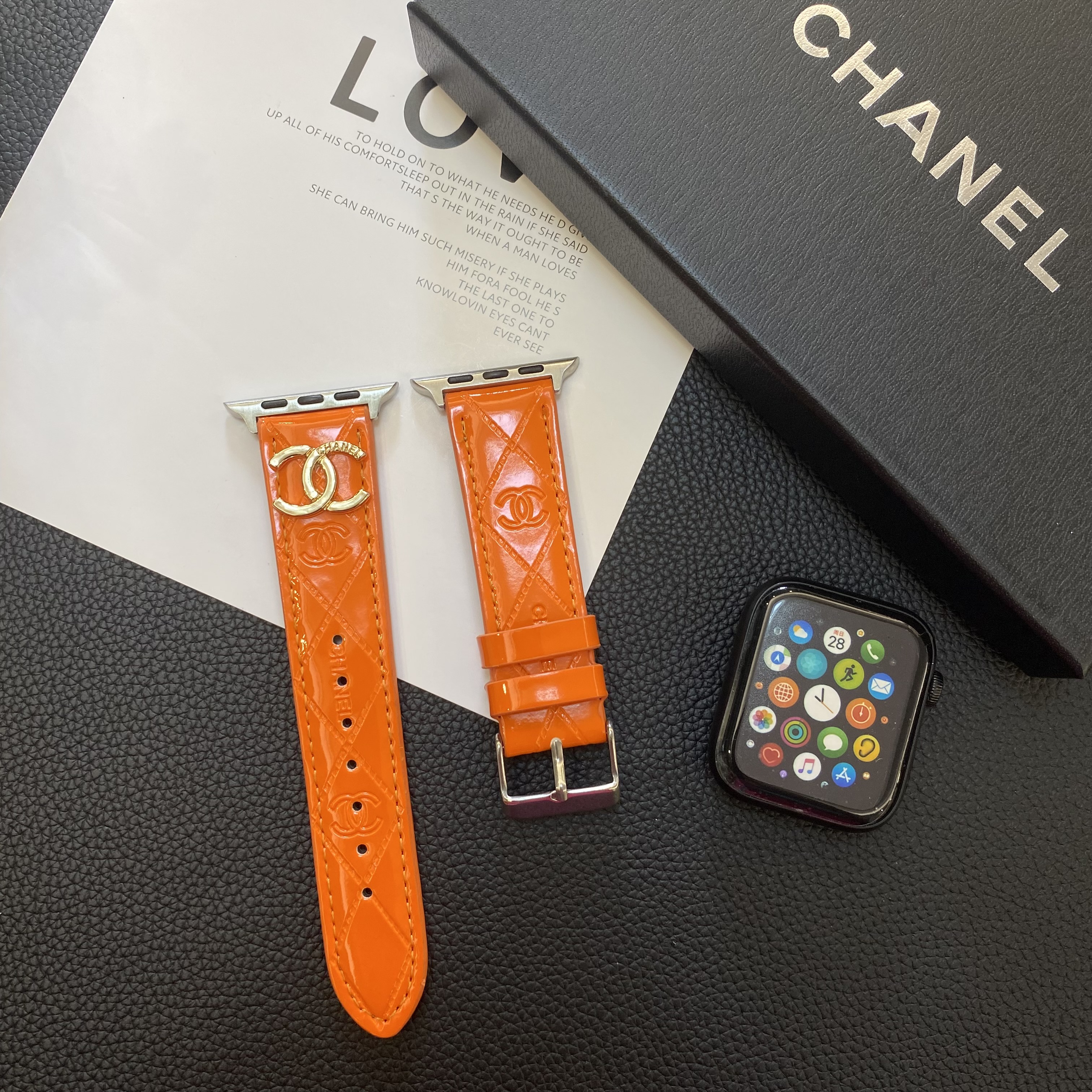Luxury leather Shiny Apple Watch Bands