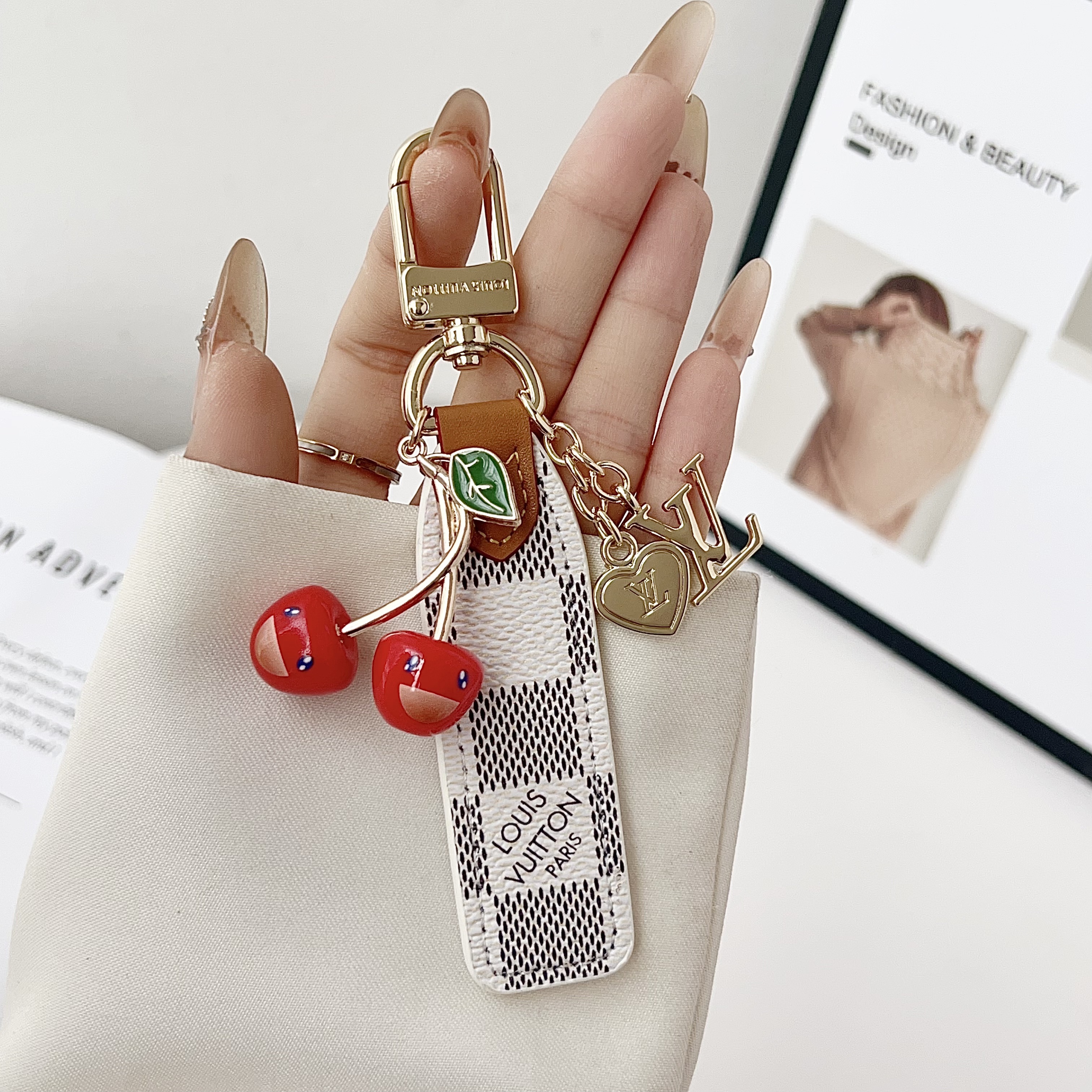 Louis Vuitton Luxury Cherry Pendant Keychain