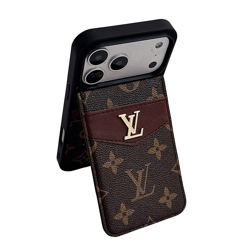 Louis Vuitton Gucci Monogram Leather iPhone Wallet Case Magnetic Flip Case with Stand Support