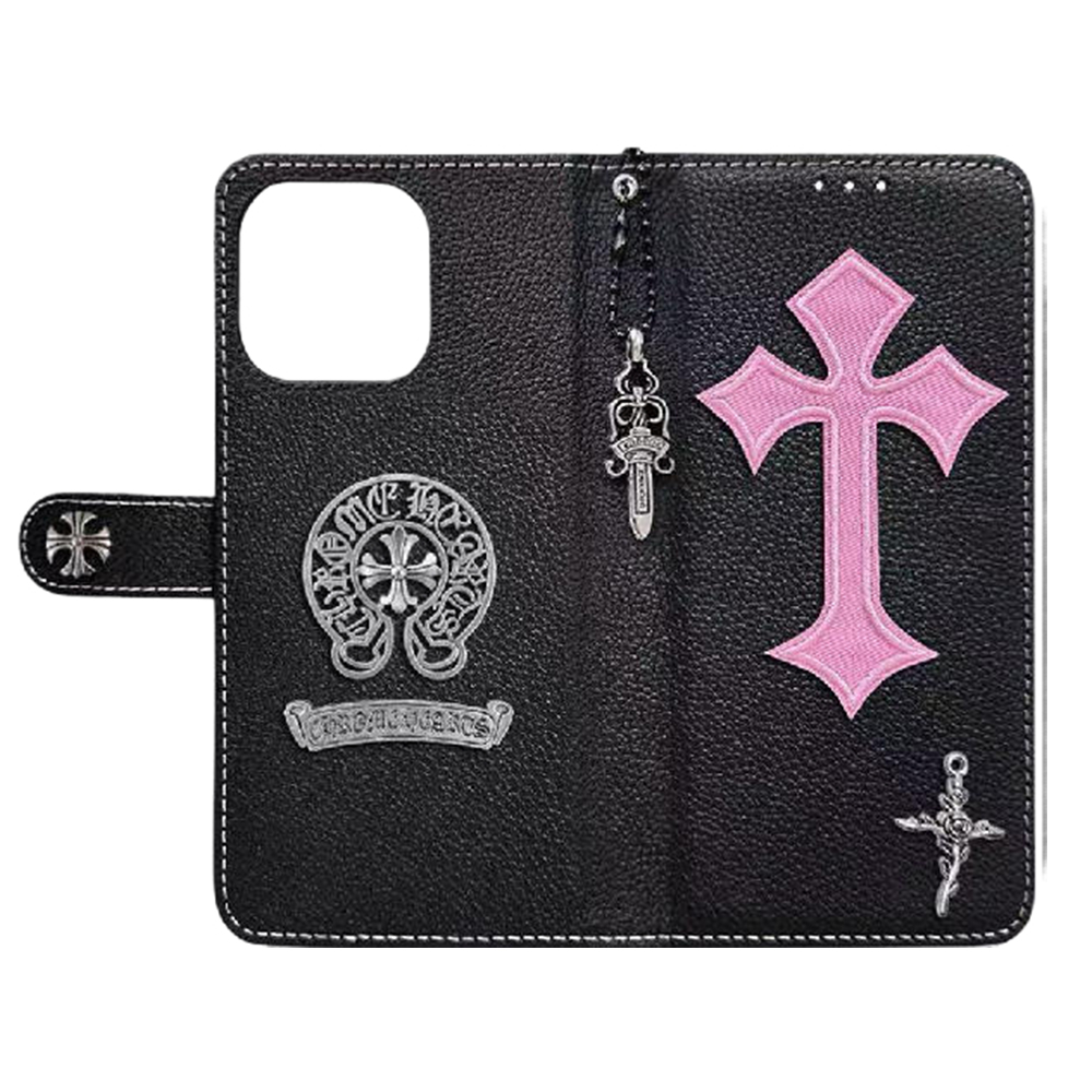Chrome Hearts iPhone Wallet Case- Luxury Leather Flip