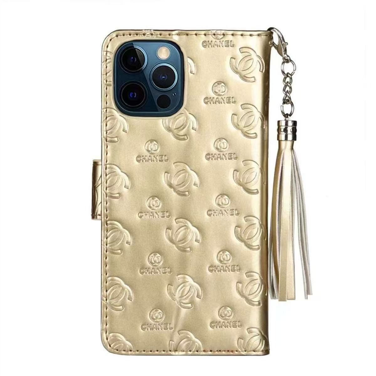 Luxury Glitter Leather CH iPhone Wallet Case