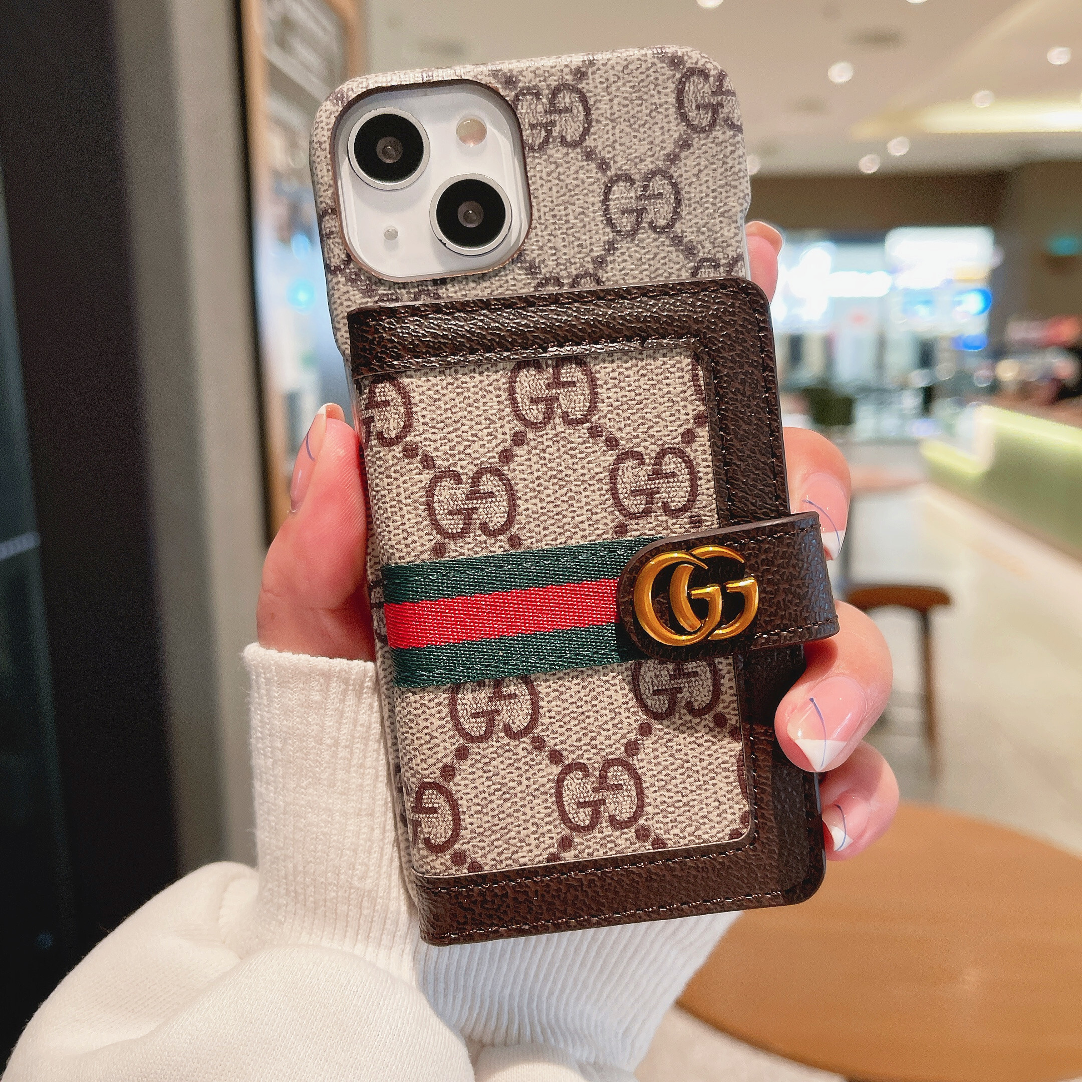 Gucci Leather iPhone Wallet Case