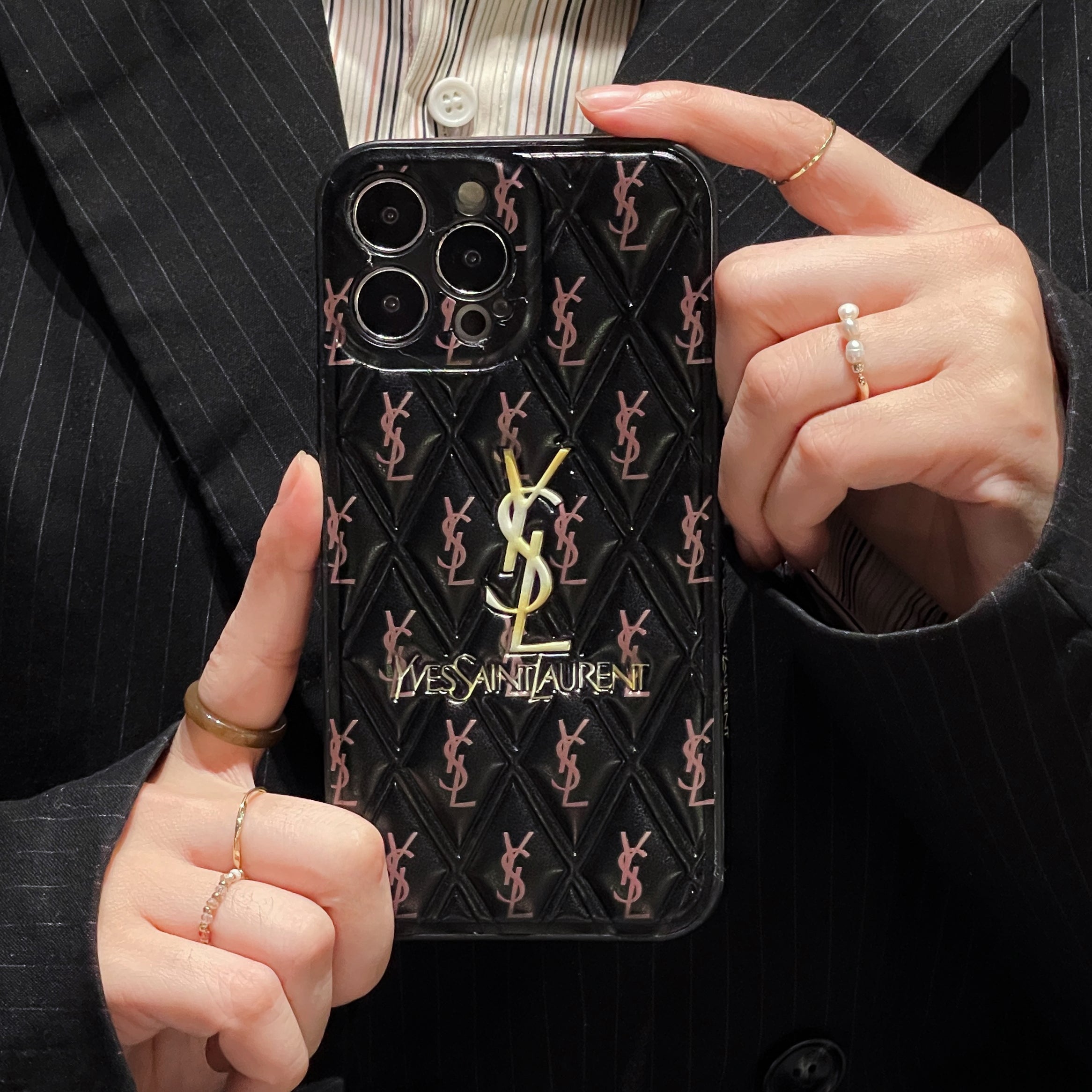 Luxury Leather iPhone Case Diamond Grid-BELKCASE