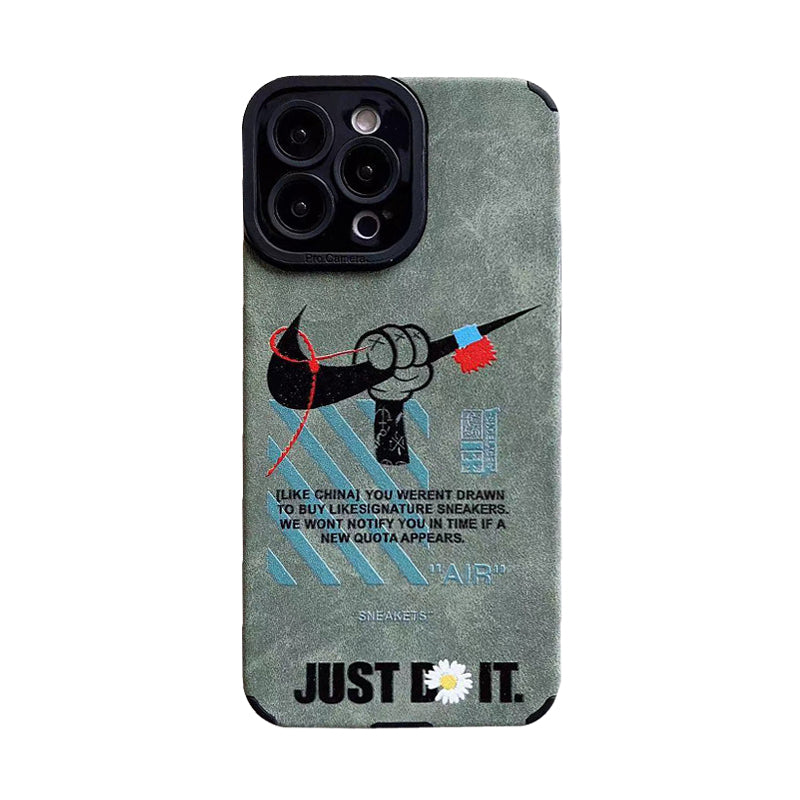Suede Leather Trend Label iPhone Case