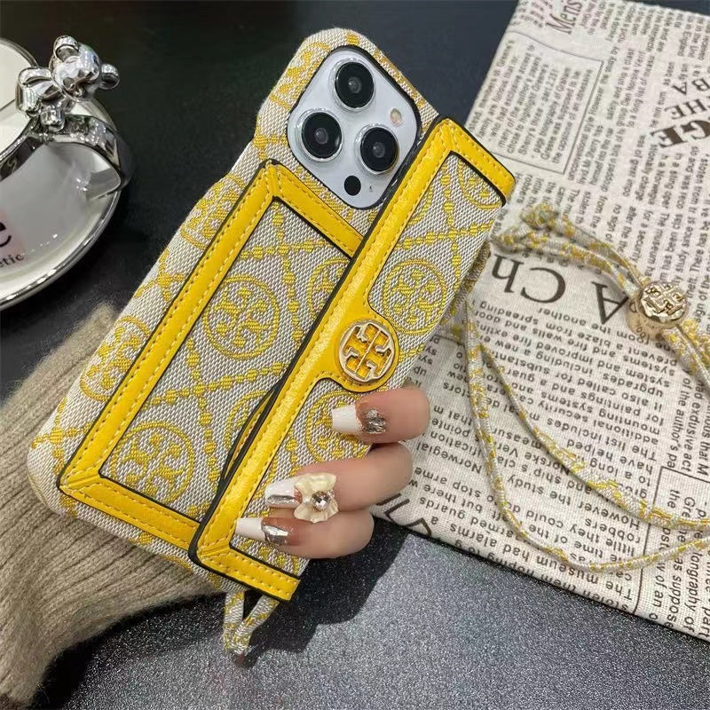 Retro Fabric iPhone Wallet Case With Crossbody Strap-BELKCASE