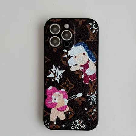 Cartoon Christmas Monogram Vintage Leather V iPhone Case