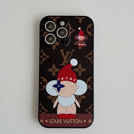 Cartoon Christmas Monogram Vintage Leather V iPhone Case