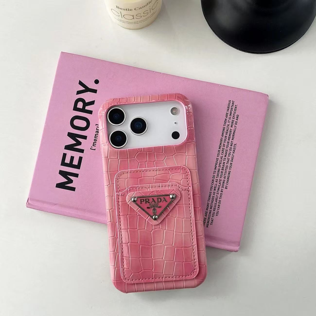 Prada  Crocodile pattern Leather iPhone Wallet Case