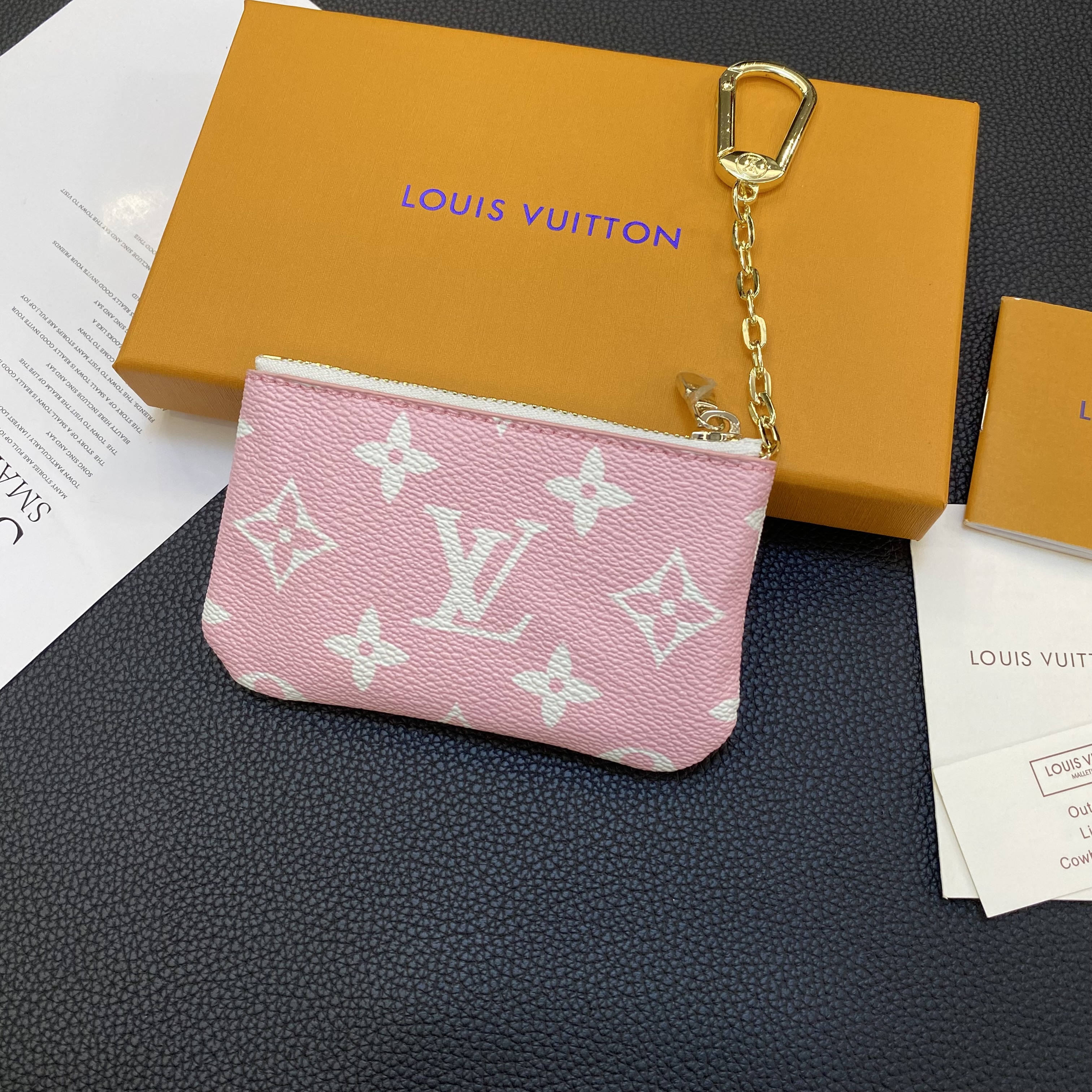 Luxury Leather Coin Purse with Keychain & Hook