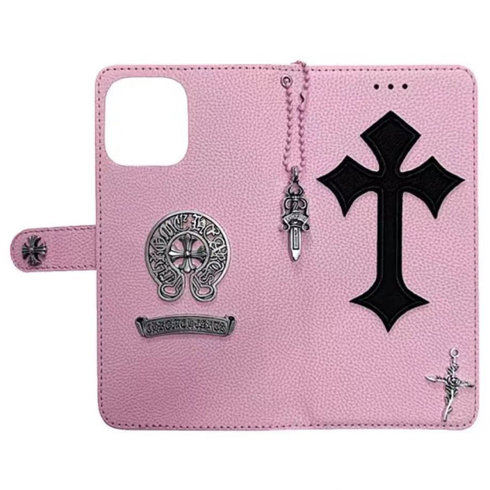 Chrome Hearts iPhone Wallet Case- Luxury Leather Flip