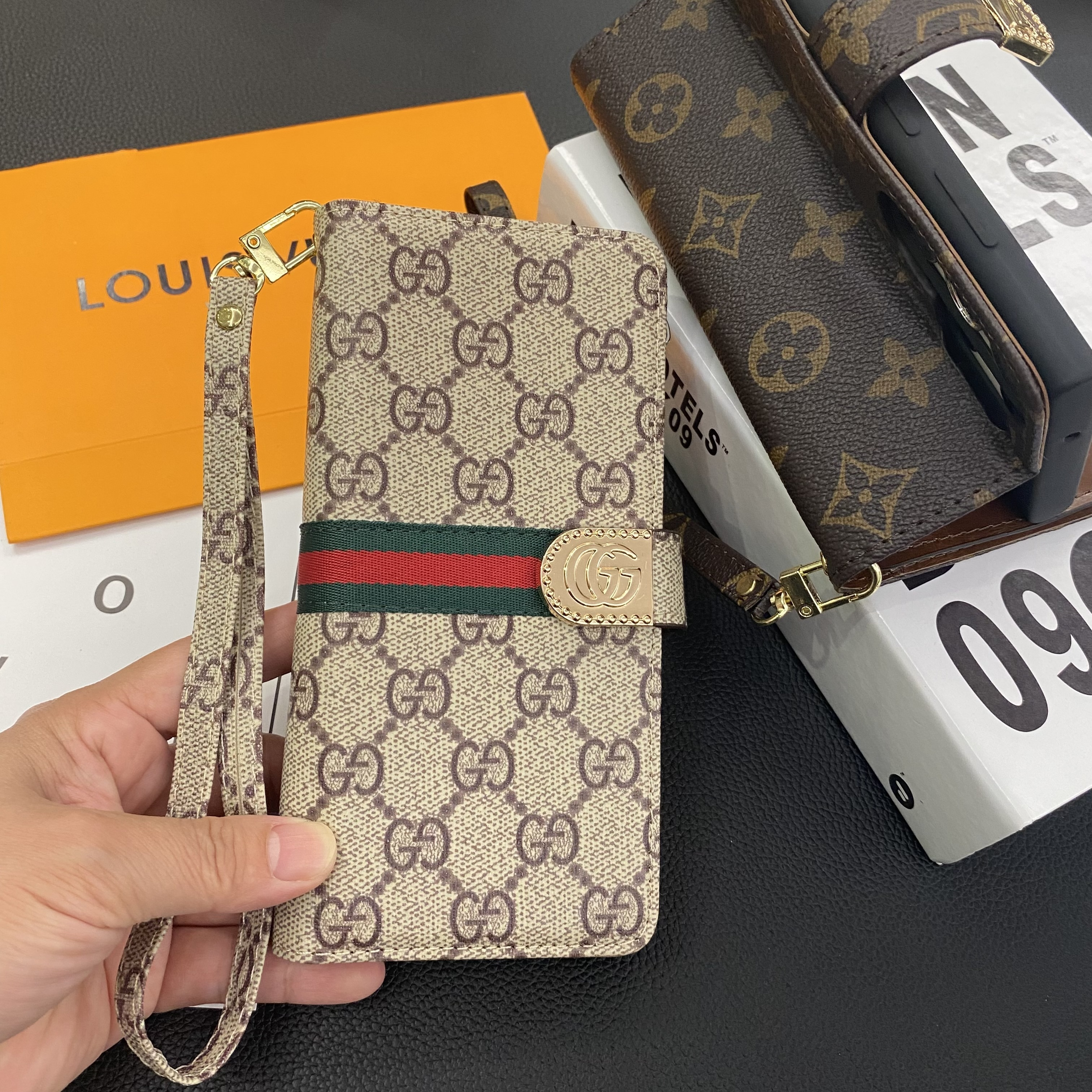 Louis Vuitton Gucci Luxury Leather Samsung Wallet Case