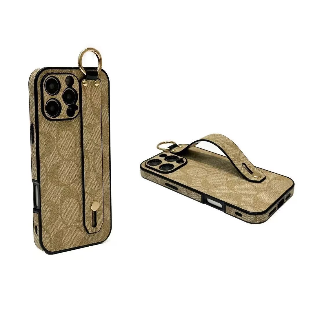 Coach Leather iPhone Case With wrist strap support