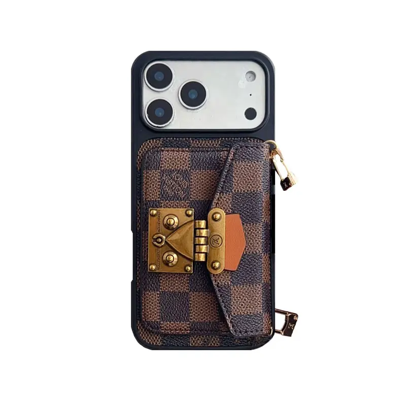 Louis Vuitton Vintage Monogram Leather iPhone Wallet Case With Crossbody Strap