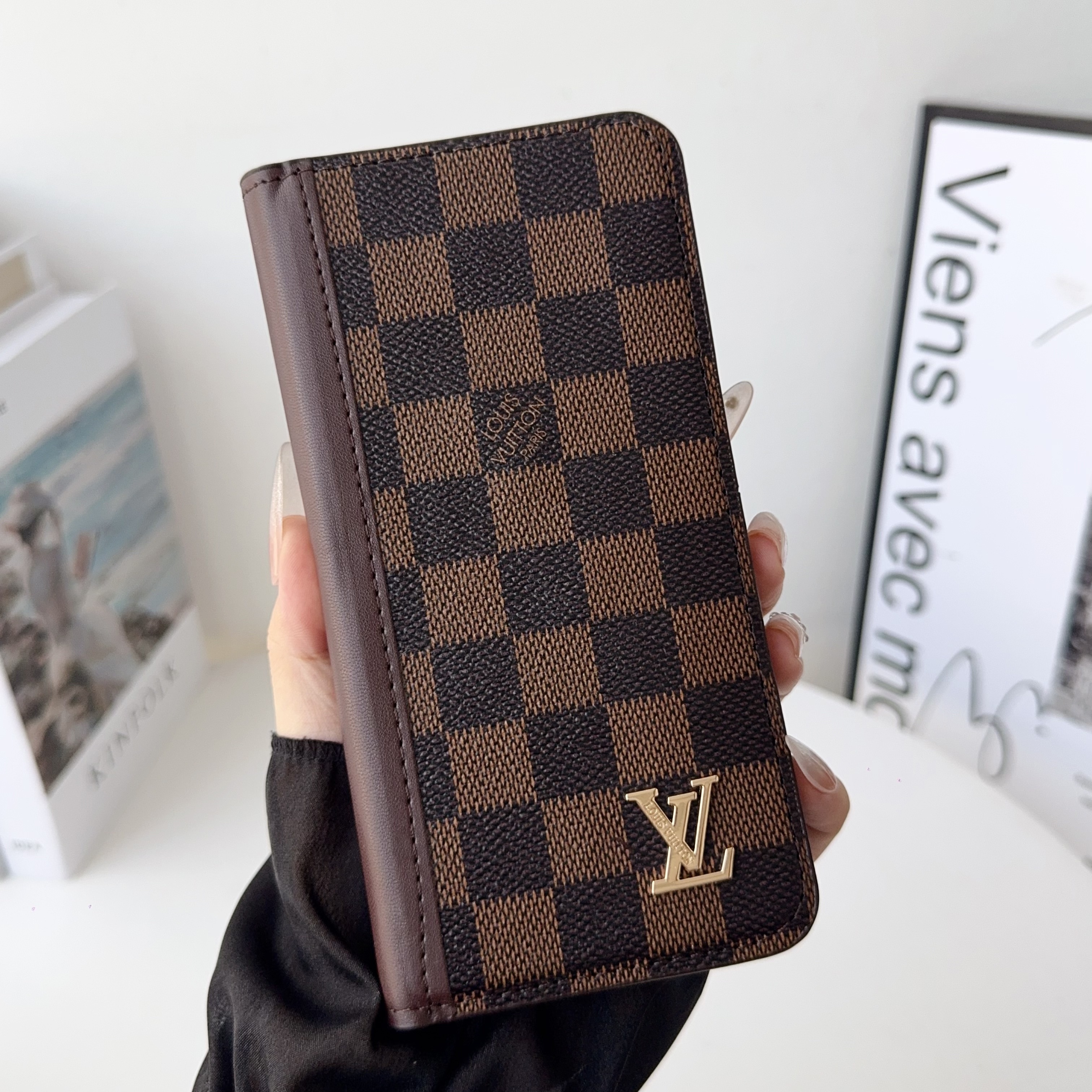 Louis Vuitton Gucci Monogram Leather iPhone Wallet Case Magnetic Flip Cover