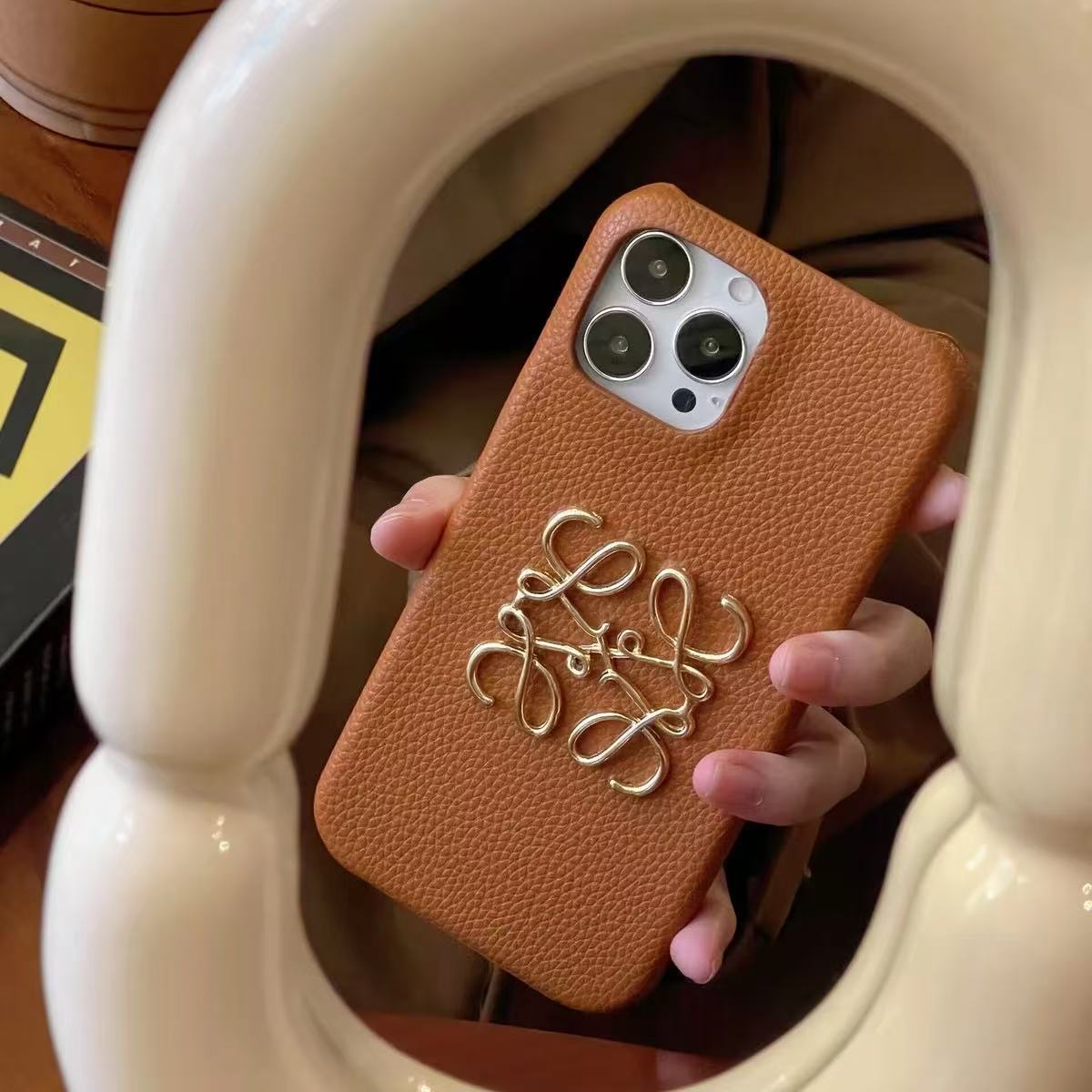 Lychee Pattern Retro Leather iPhone Case