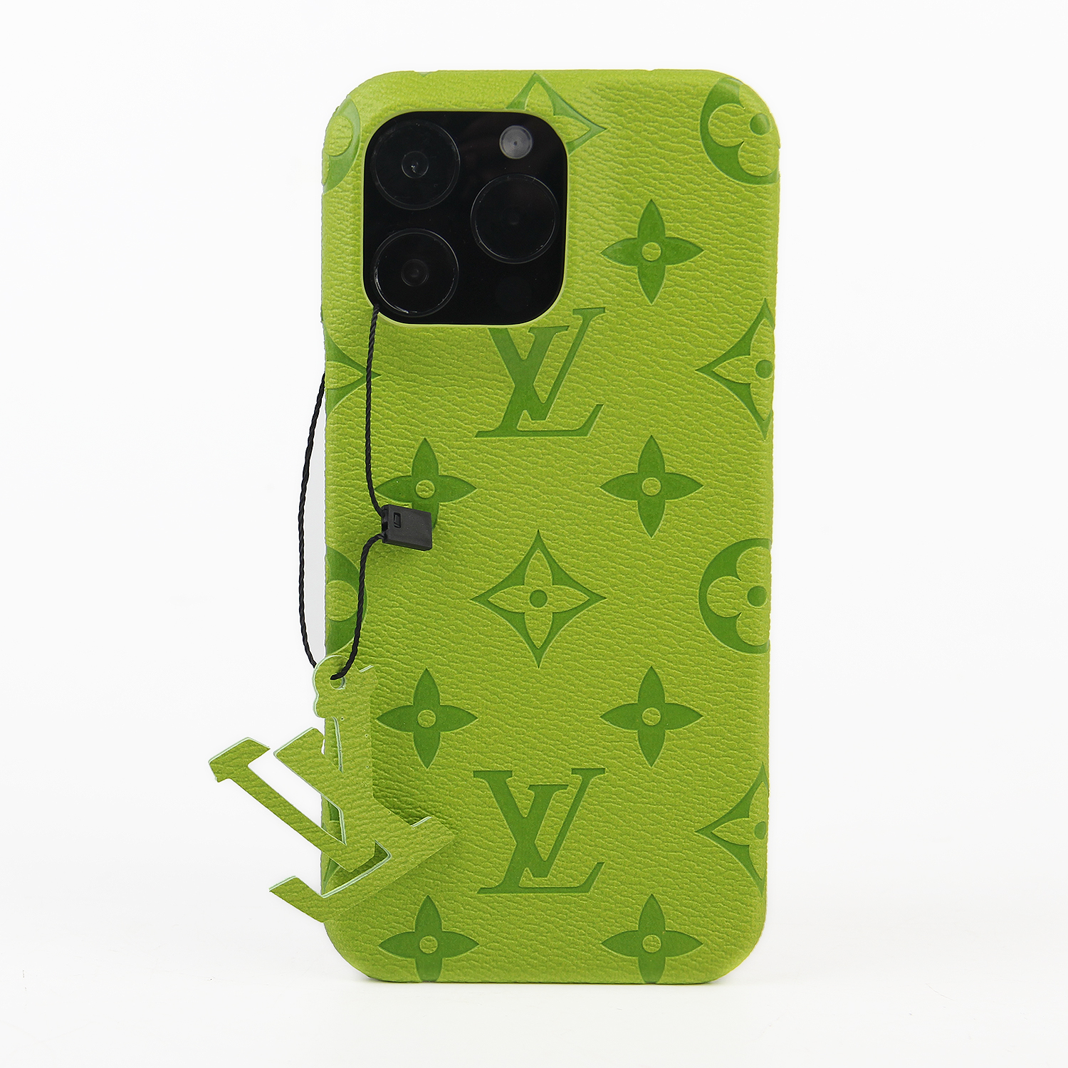 Lettering Vintage Leather V iPhone Case With small logo pendant