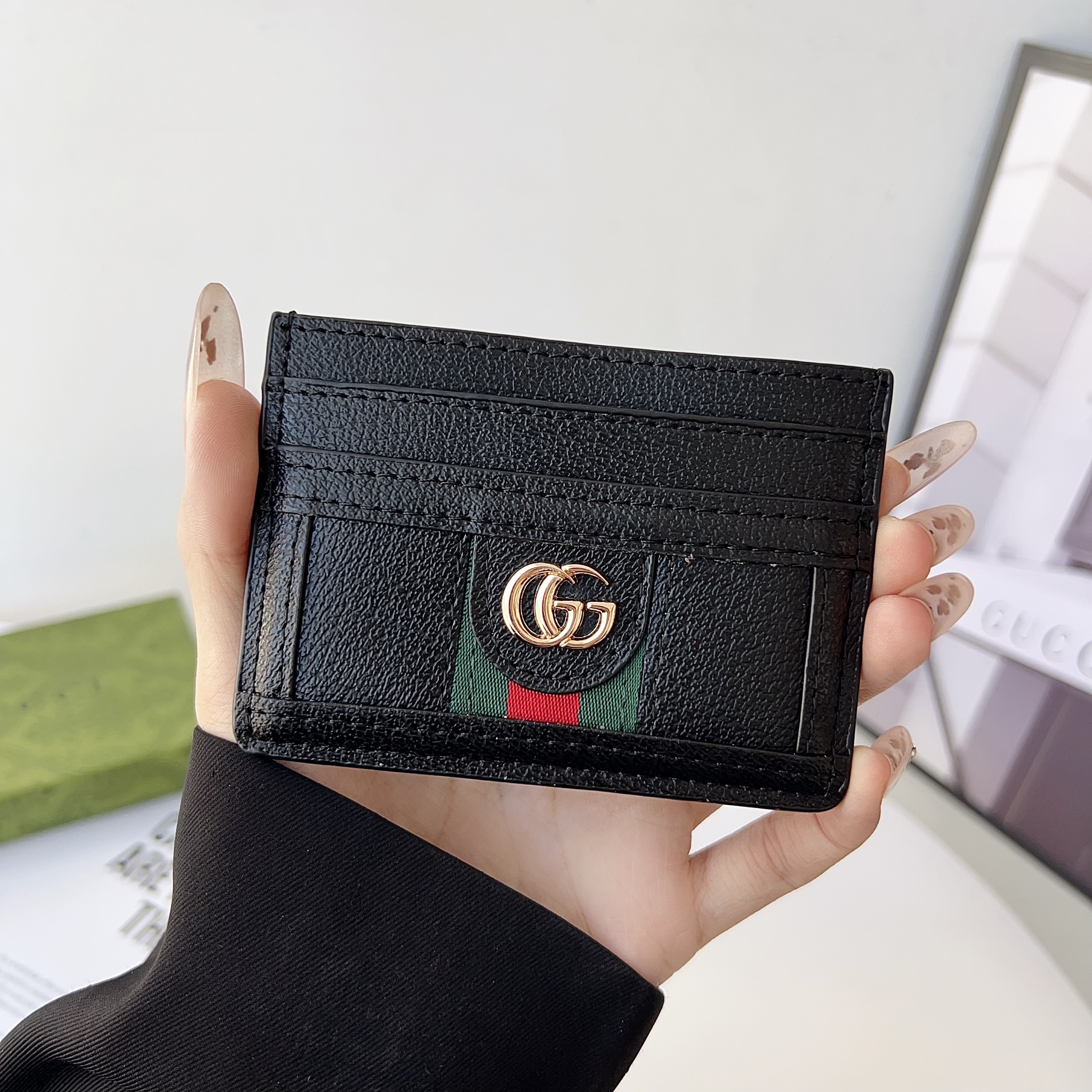 Gucci Black Leather Wallet Card Holder