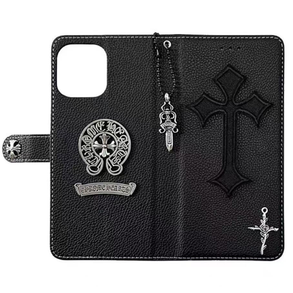 Chrome Hearts iPhone Wallet Case- Luxury Leather Flip
