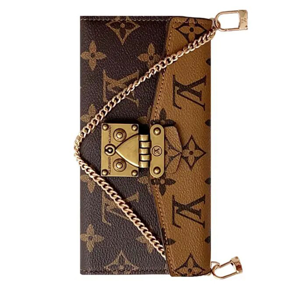 Louis Vuitton Monogram Leather iPhone Wallet Cases Magnetic Flip Cover