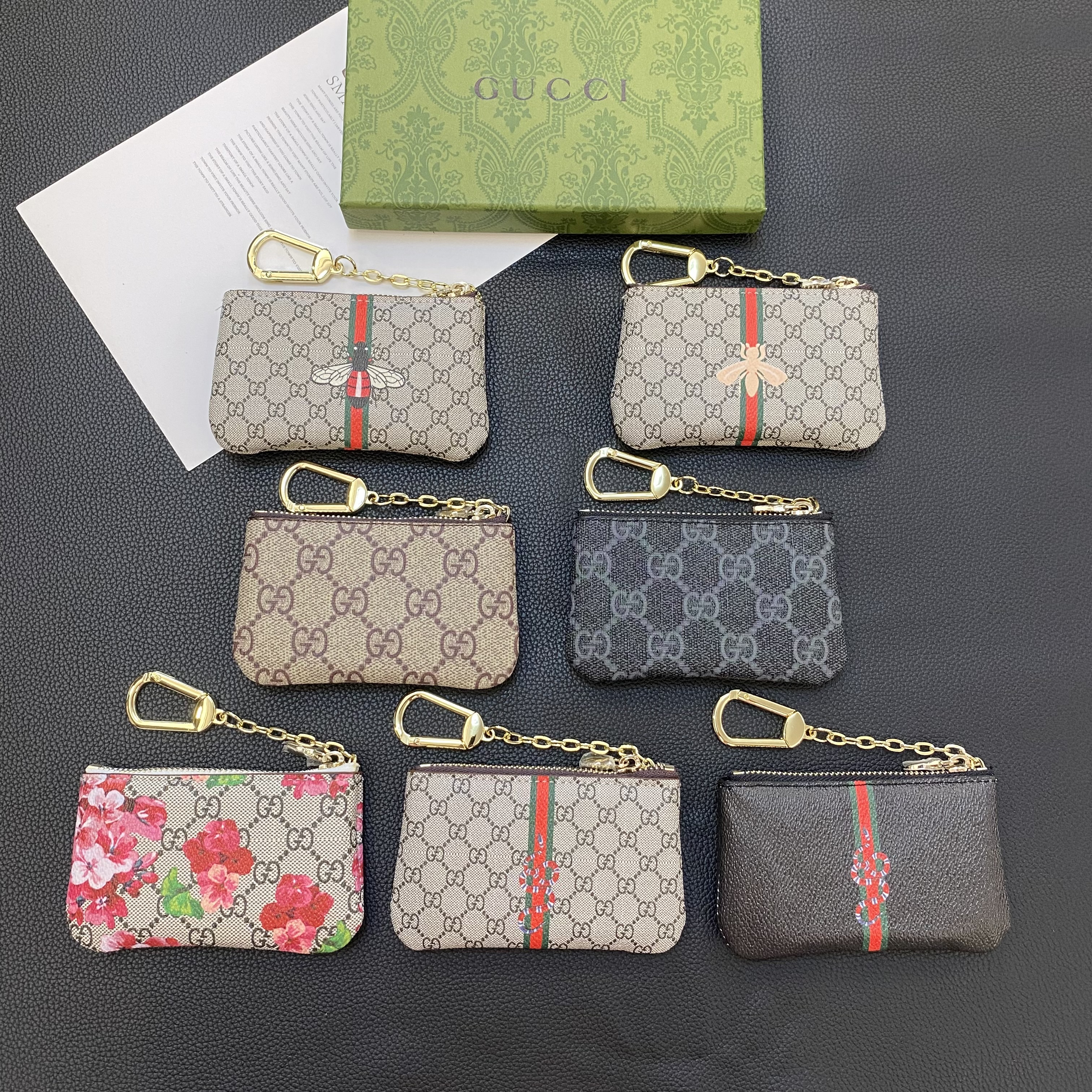 Luxury Leather Coin Purse with Zipper & Keychain