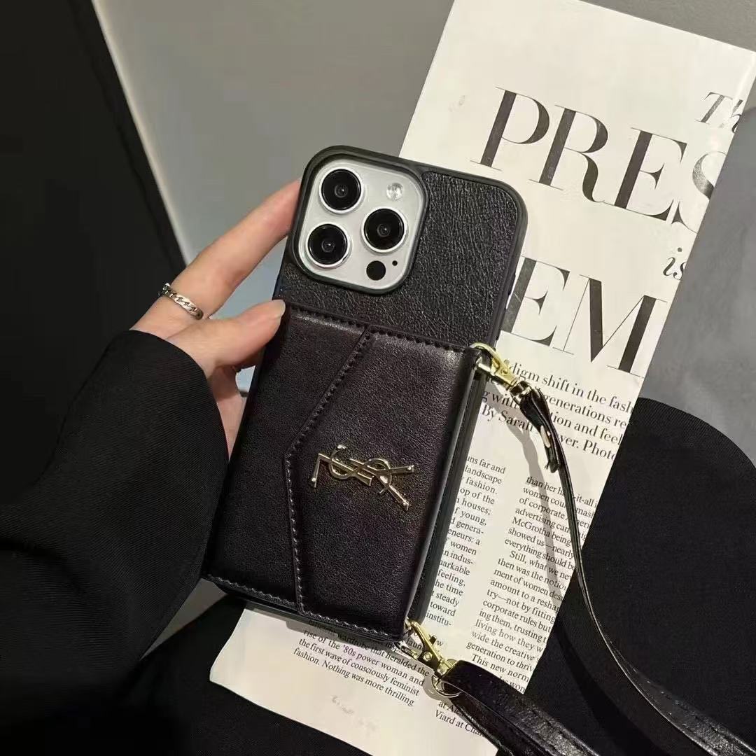 Leather iPhone Wallet Case With Crossbody Strap