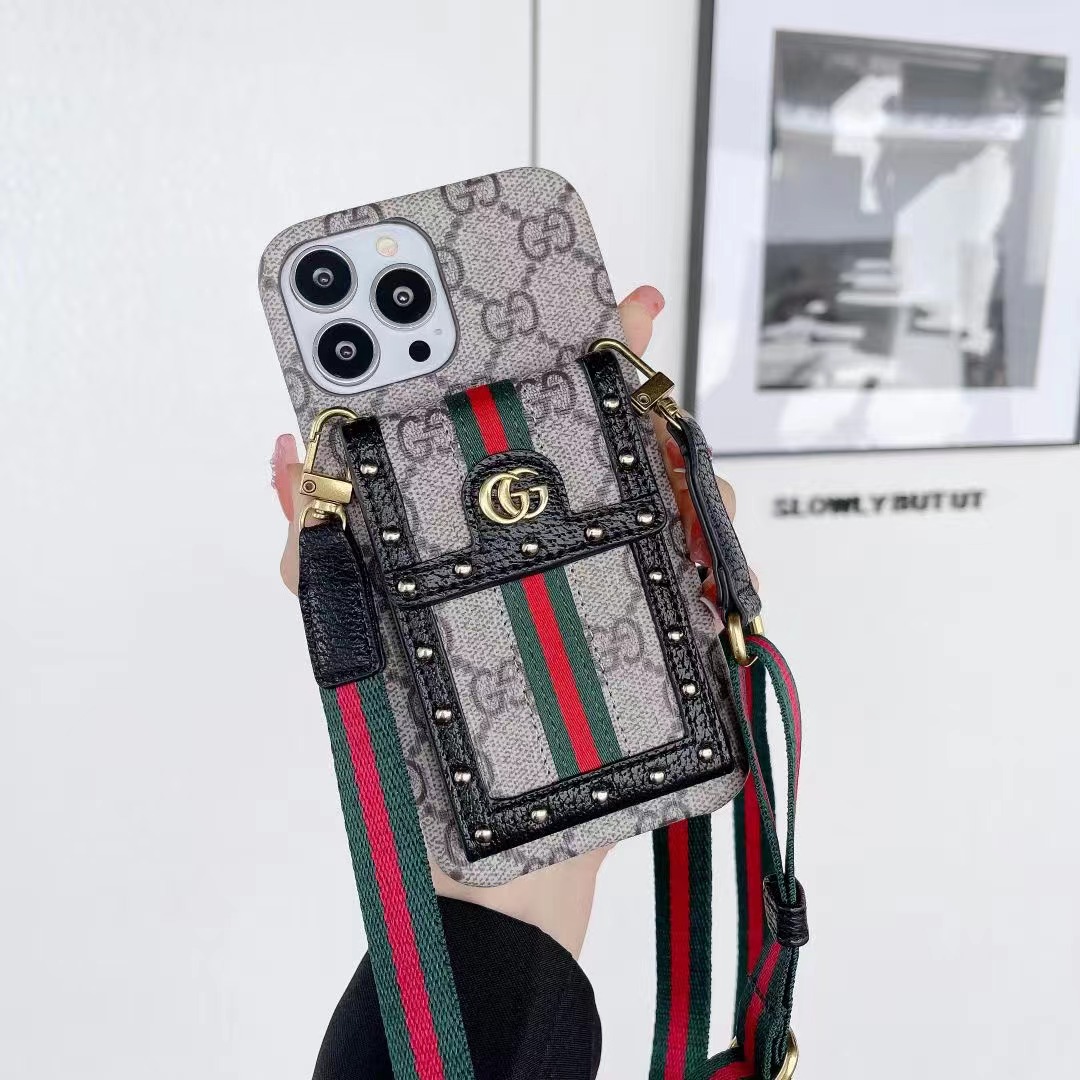 Leather iPhone Wallet Case With Crossbody Strap