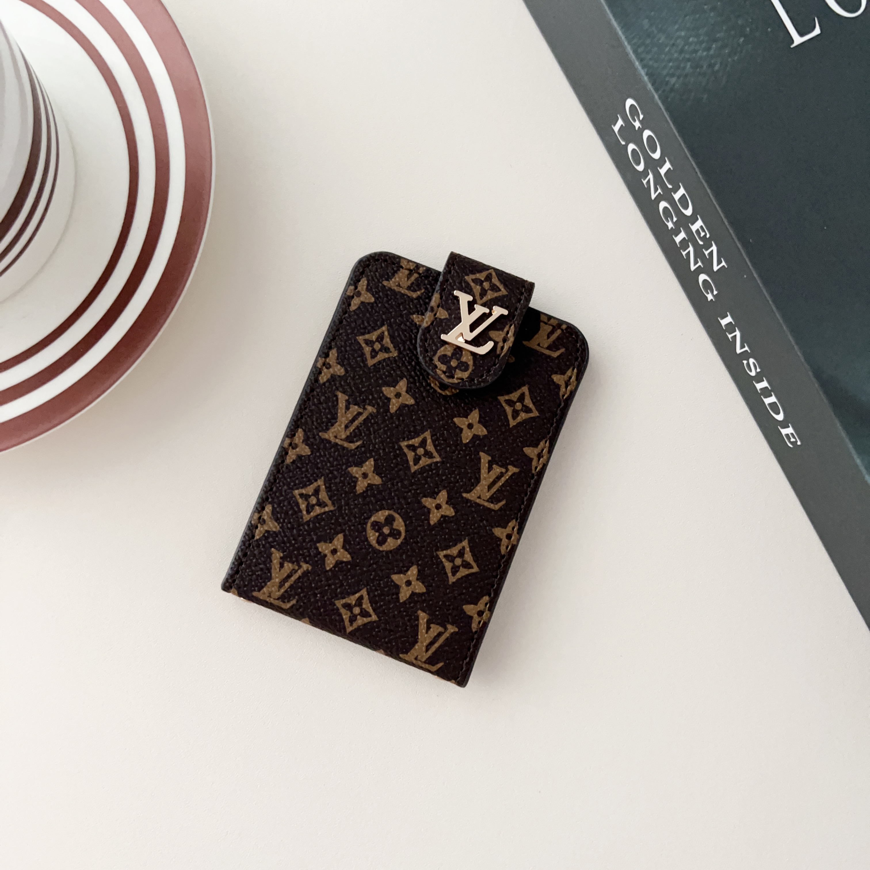 Luxury Leather Wallet Card Holder With Snap Closure- Up and down flip