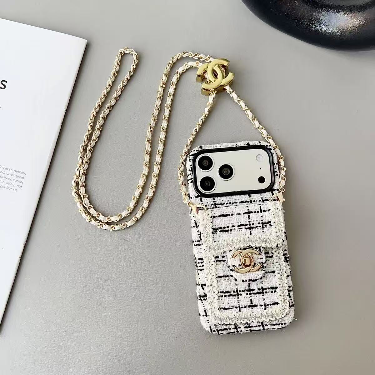 Chanel Embroidered Luxury Soft iPhone Wallet Case