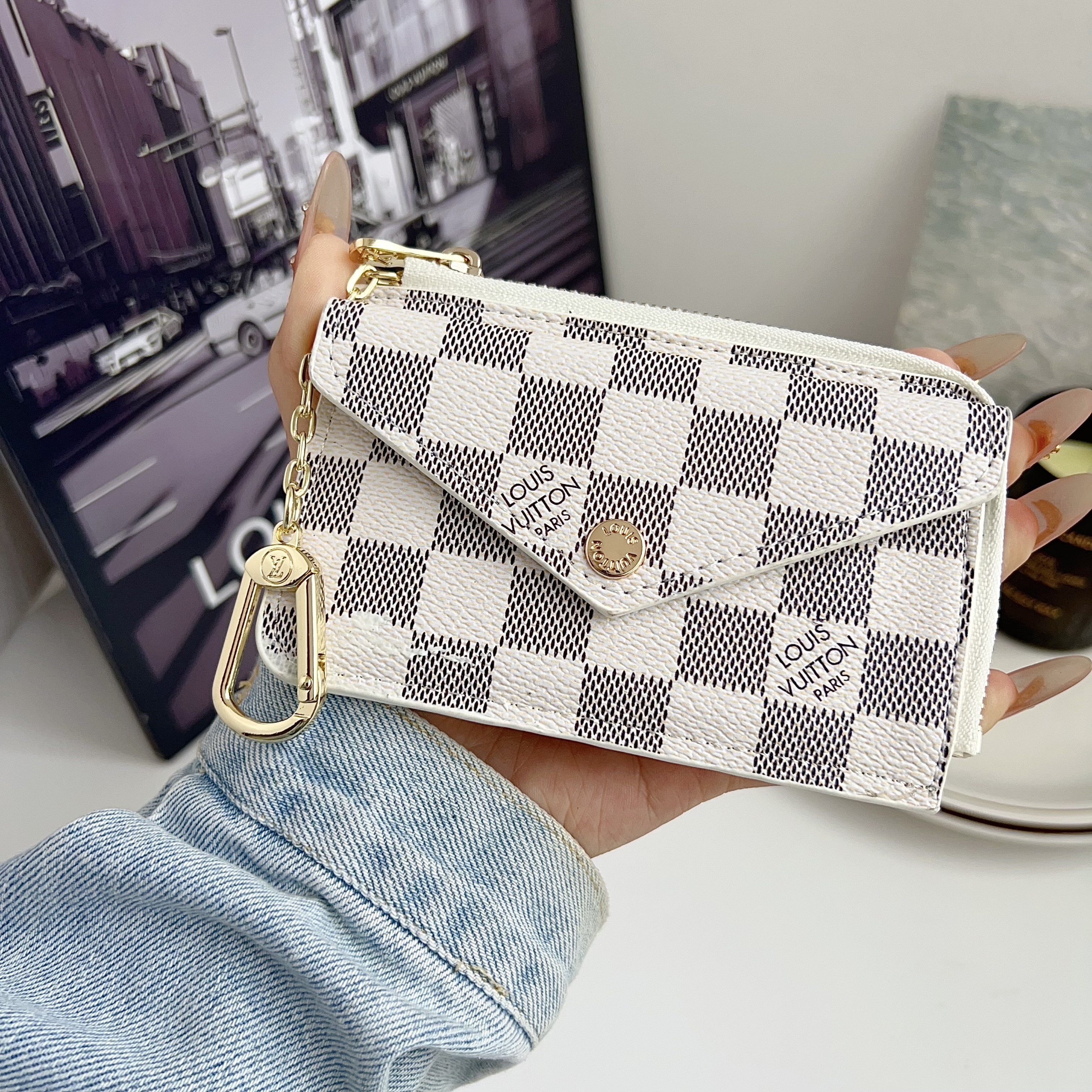 Louis Vuitton,Gucci Luxury Leather Zipper Wallet Card Holder & Coin Purse