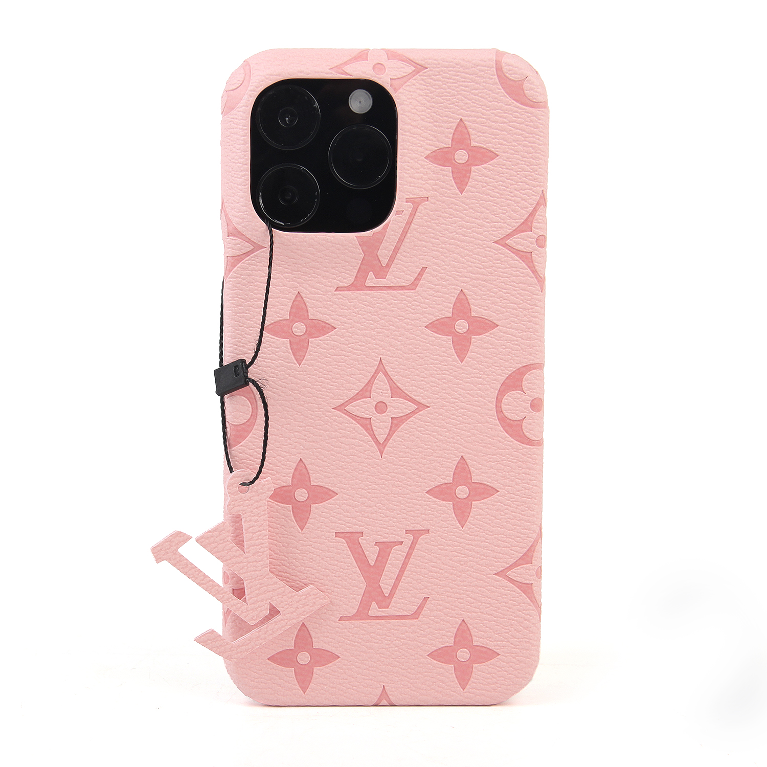 Lettering Vintage Leather V iPhone Case With small logo pendant