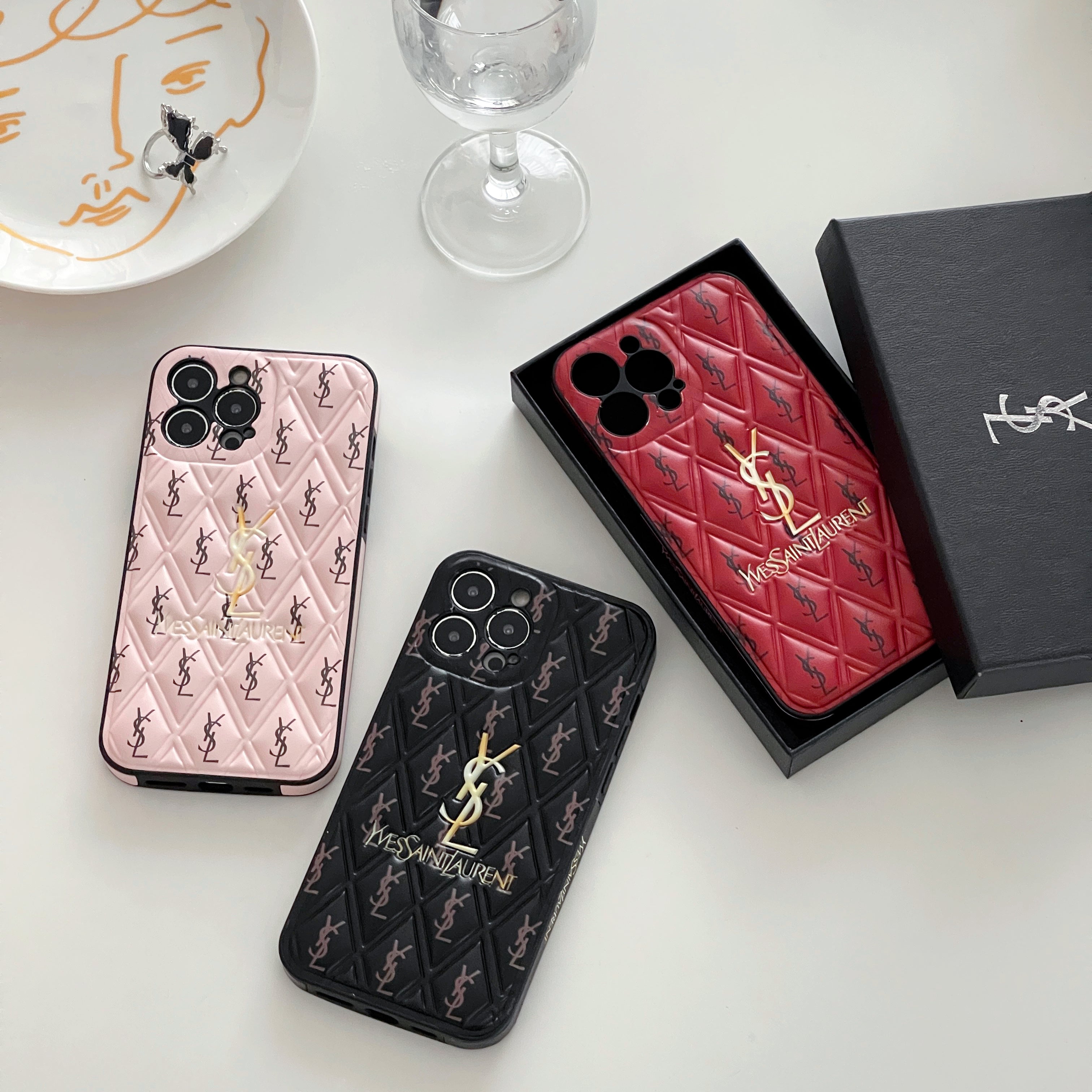 Luxury Leather iPhone Case Diamond Grid-BELKCASE