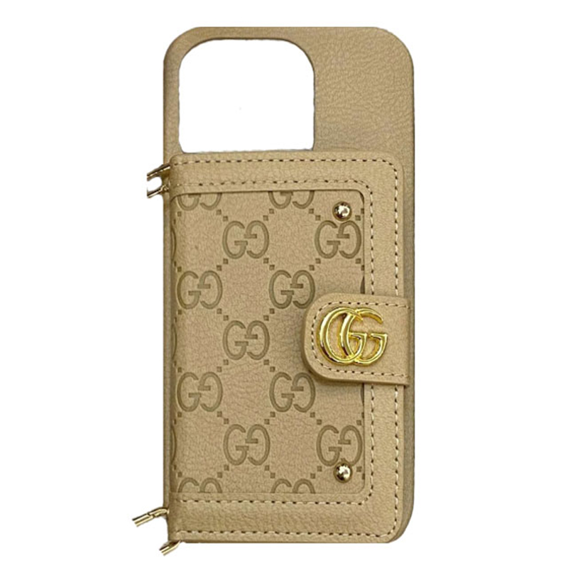 Classic Leather iPhone Wallet Case With Crossbody Strap