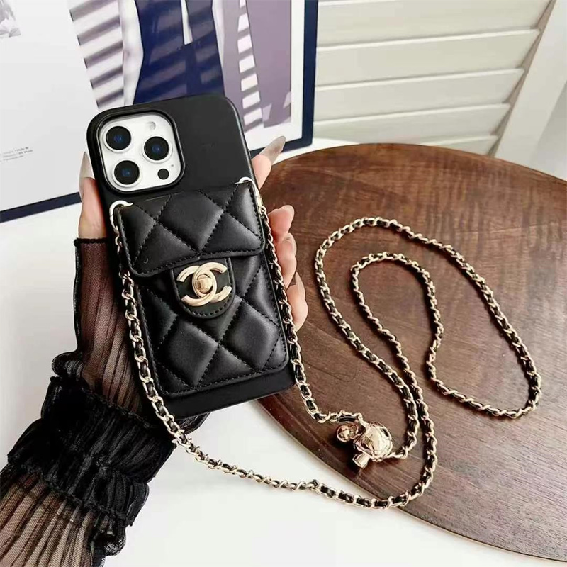 Chanel Leather iPhone Wallet Case With Crossbody Strap