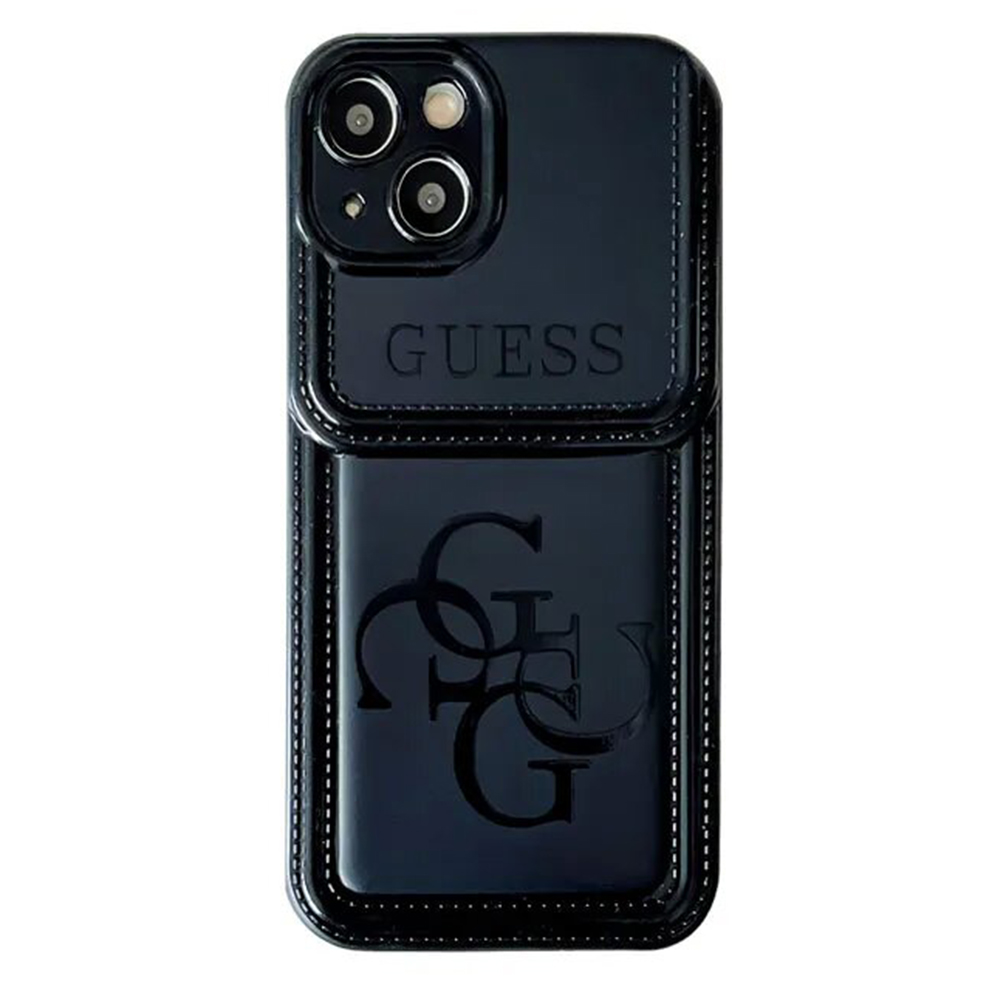 Black Vintage Leather GS iPhone Case-Gold Frame