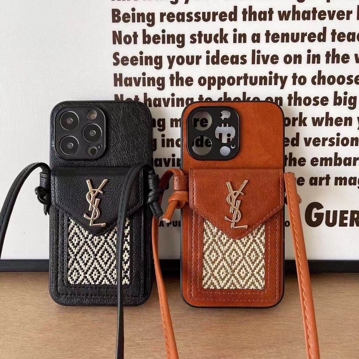 Leather iPhone Wallet Case With Crossbody Strap